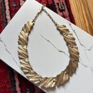 VINTAGE Trifari Signed Designer Textured Panel Link Necklace